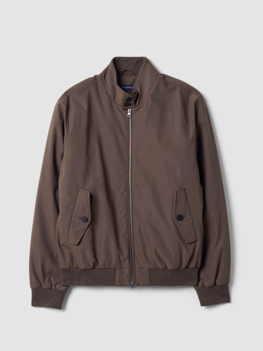 Green padded jacket in a regular fit with zip and high collar_0