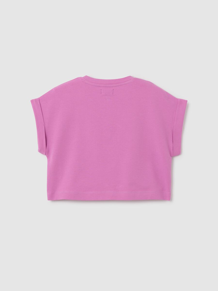 Girls' pink cotton regular fit t-shirt_1
