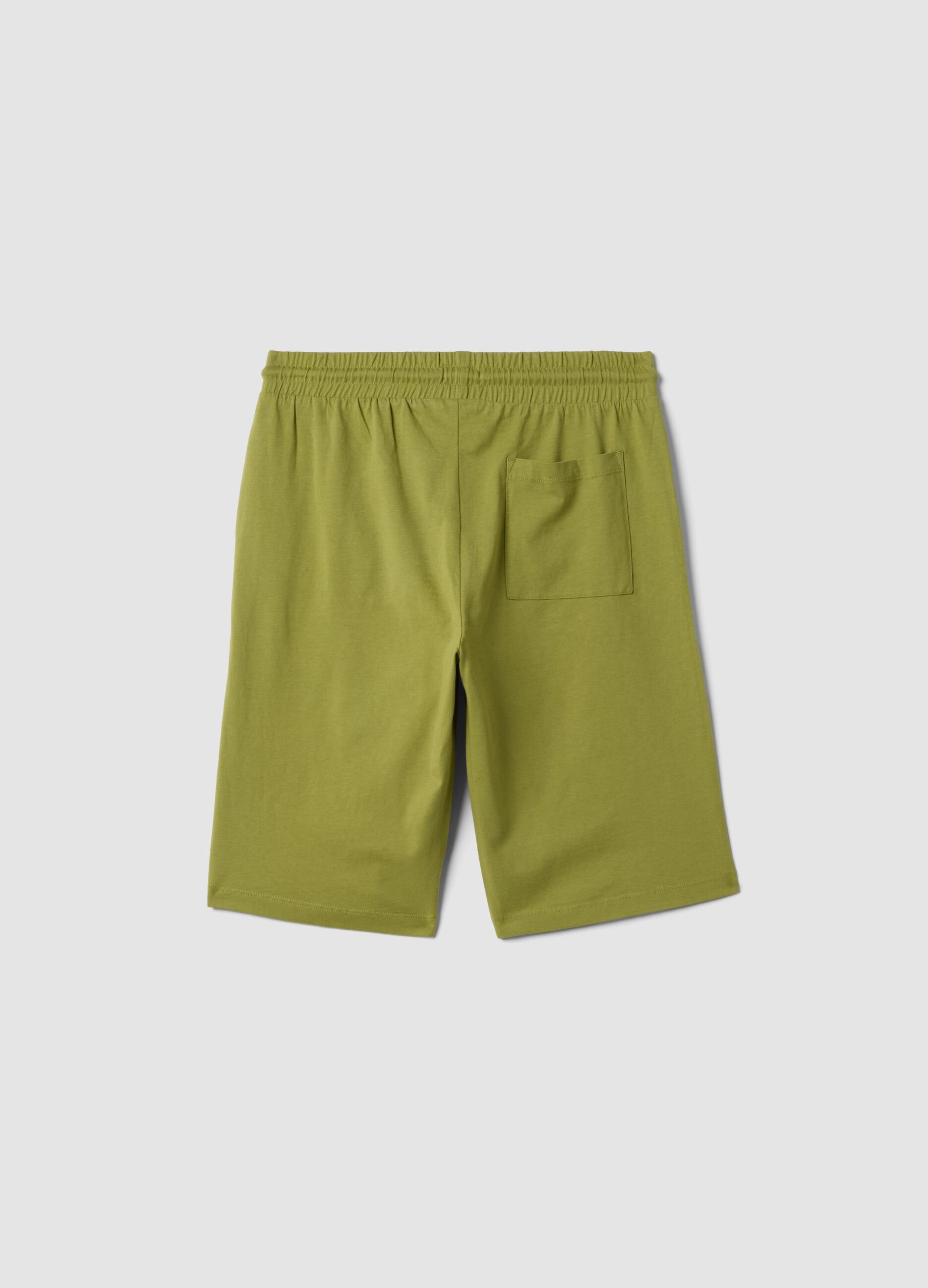 Green organic cotton Bermuda shorts with elasticated waist