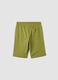Green organic cotton Bermuda shorts with elasticated waist_1