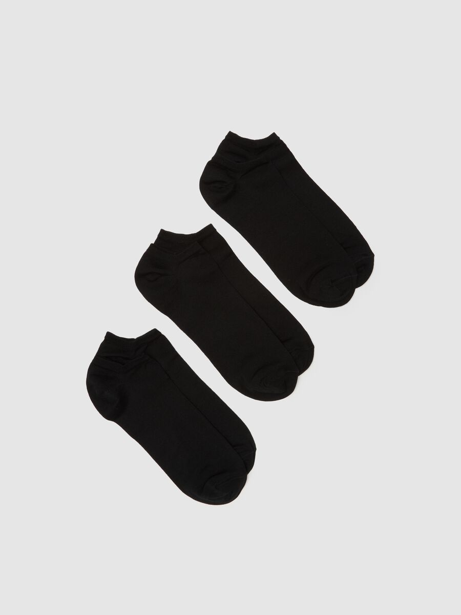 Triple Pack Black Stretch Cotton Blend Sports Socks_0