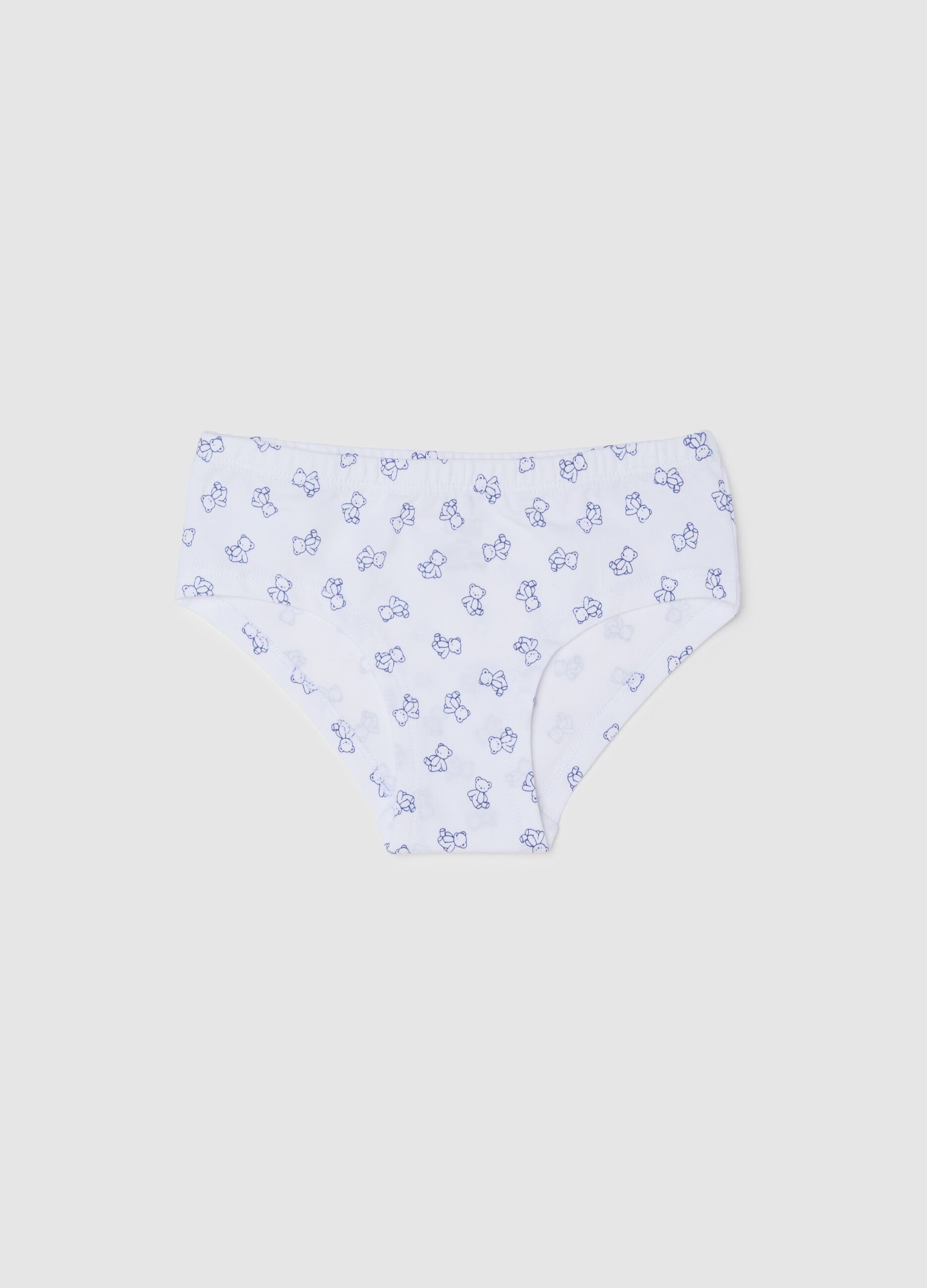 Multicolour Stretch Cotton Girls' Briefs with Teddy Bears
