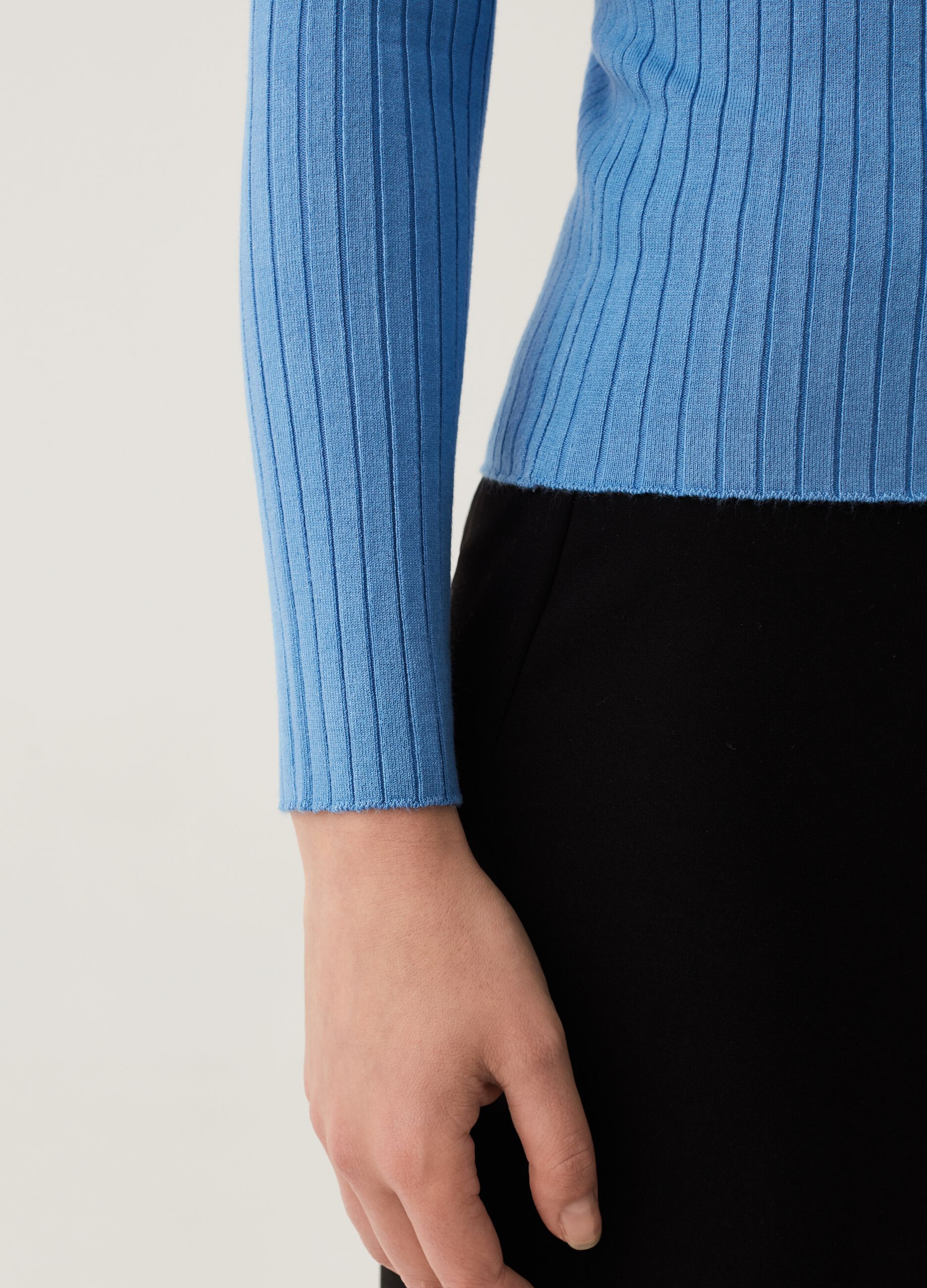 Pullover mock neck a coste piatte_3