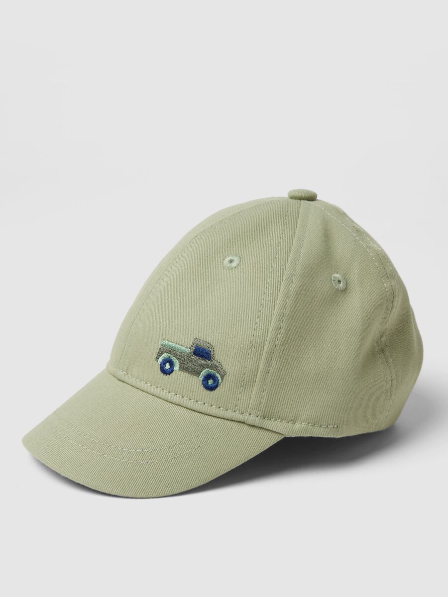 Green pure cotton baseball cap for children with embroidery_1