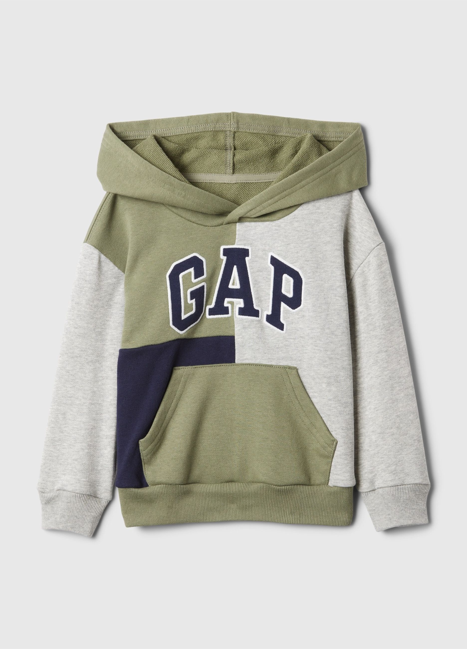 Colourblock sweatshirt with hood and logo embroidery