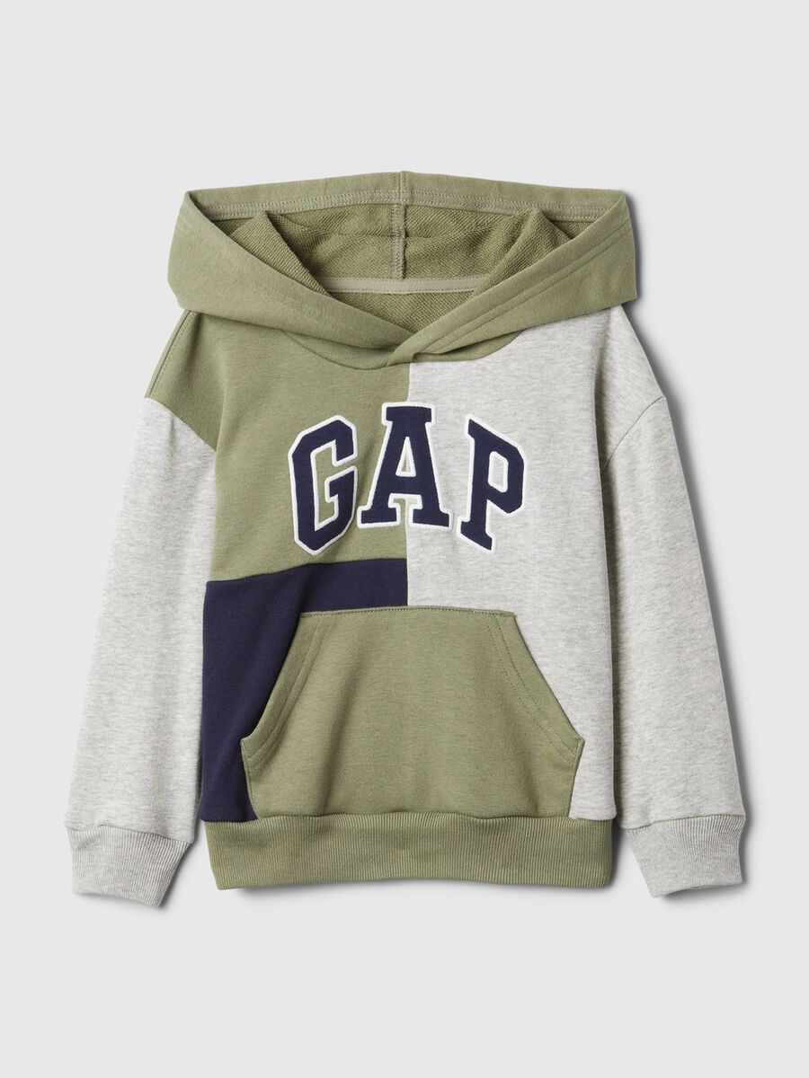 Colourblock sweatshirt with hood and logo embroidery_0