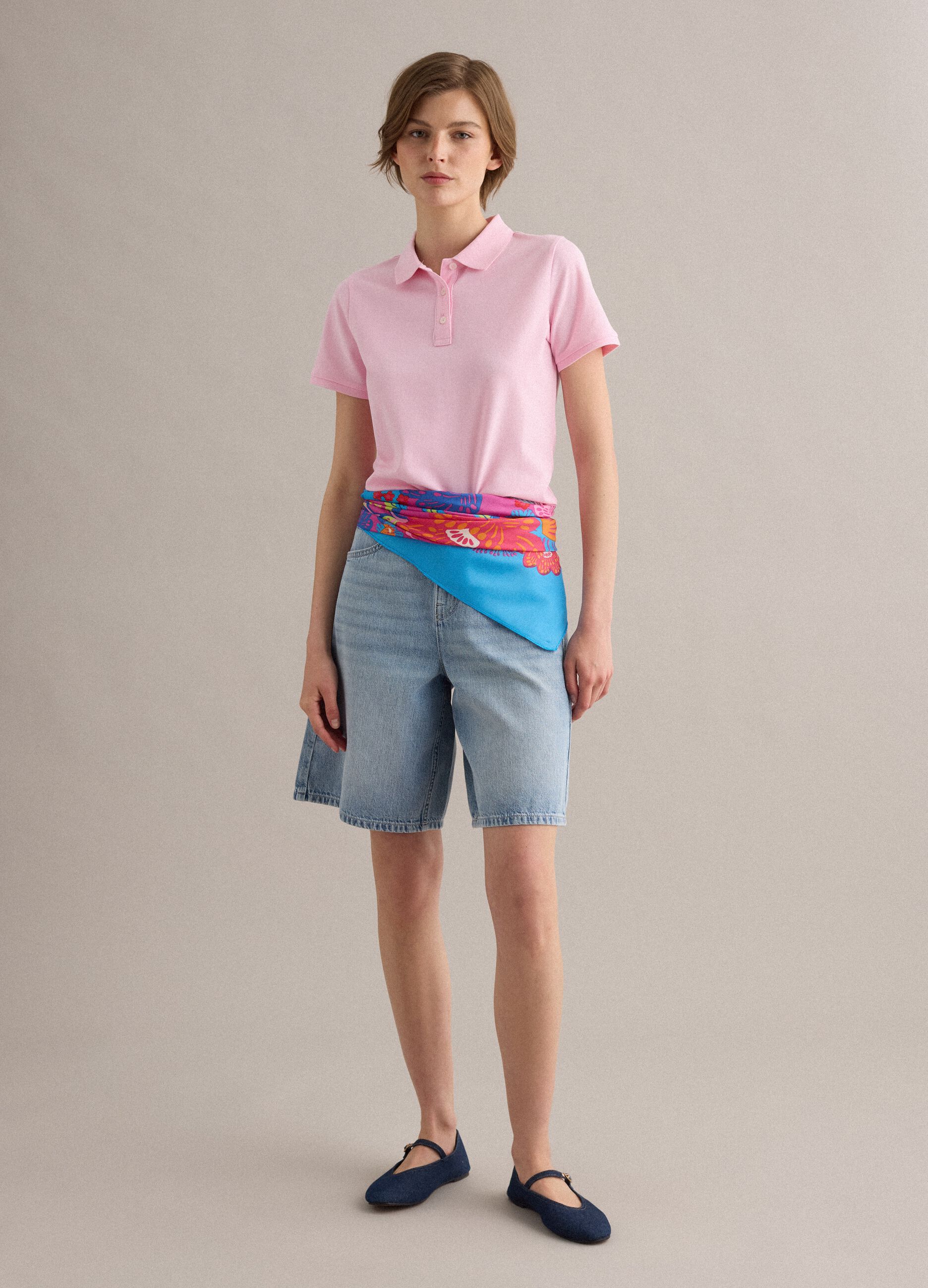 Polo in puro cotone biologico rosa regular fit