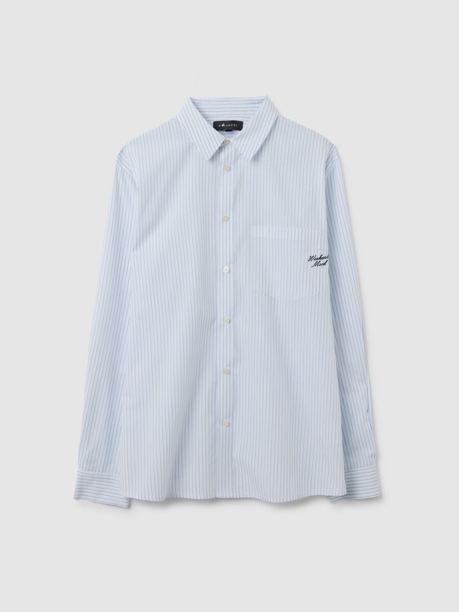 White striped pure cotton shirt in regular fit_0