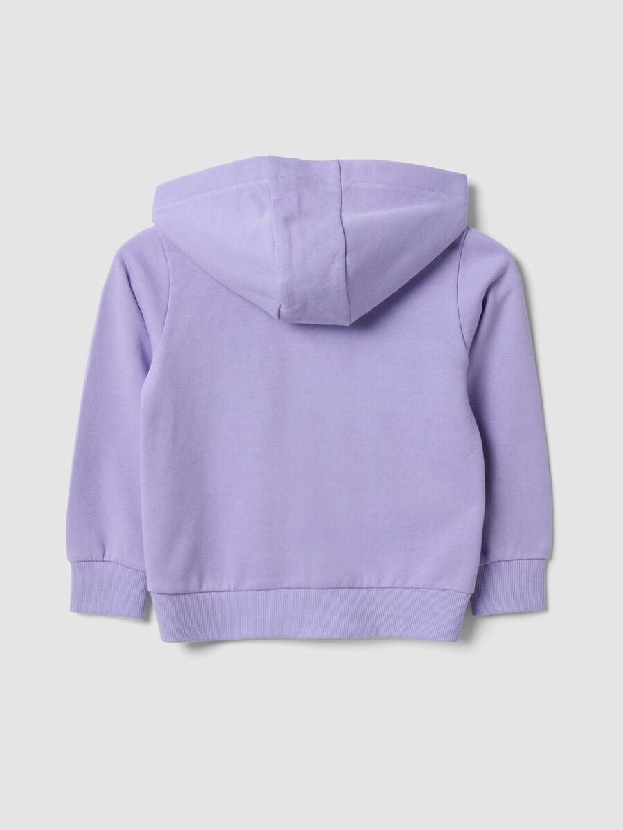 Felpa viola con cappuccio in puro cotone organico con stella regular fit per bimba_1