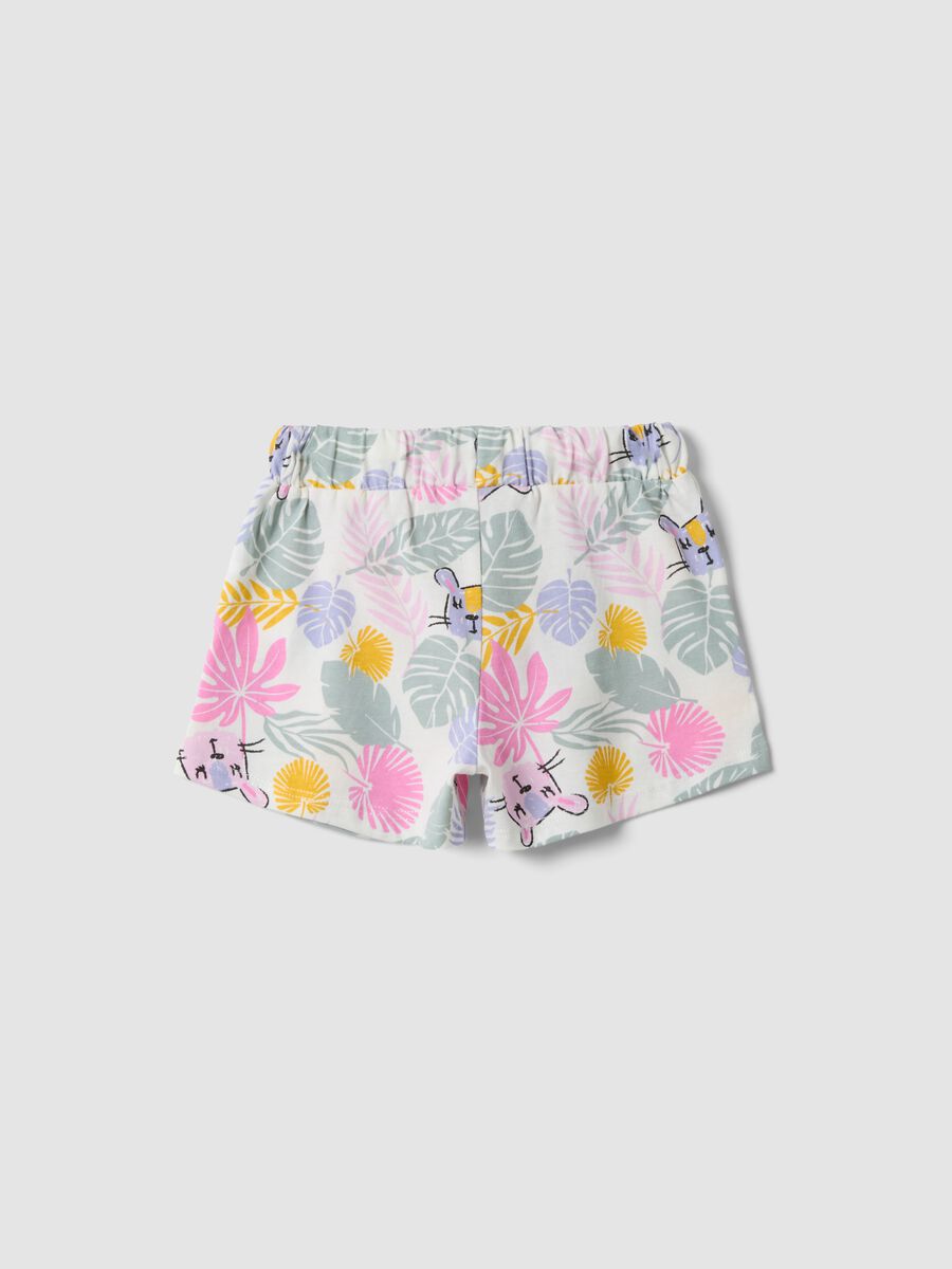 Multicolour organic cotton floral shorts for baby girl_1