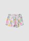 White pure organic cotton shorts with tropical print for baby girls, regular fit_1
