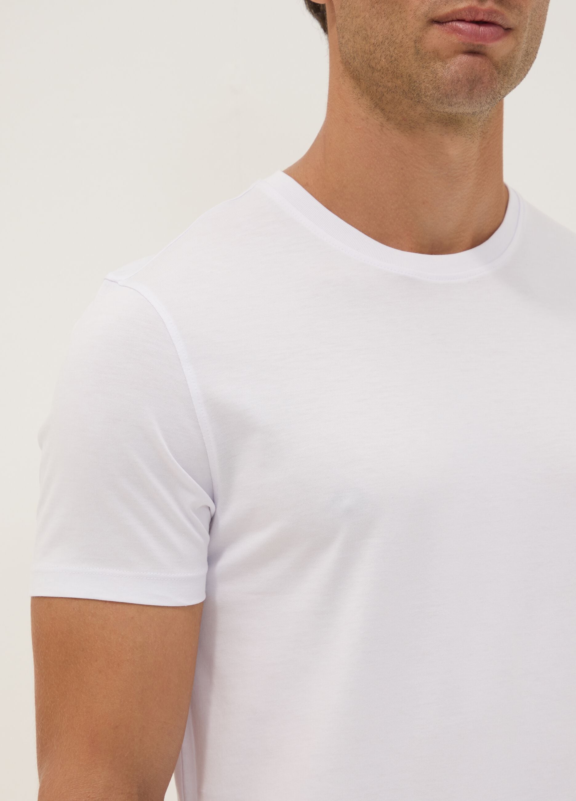White Supima cotton crew-neck T-shirt, regular fit