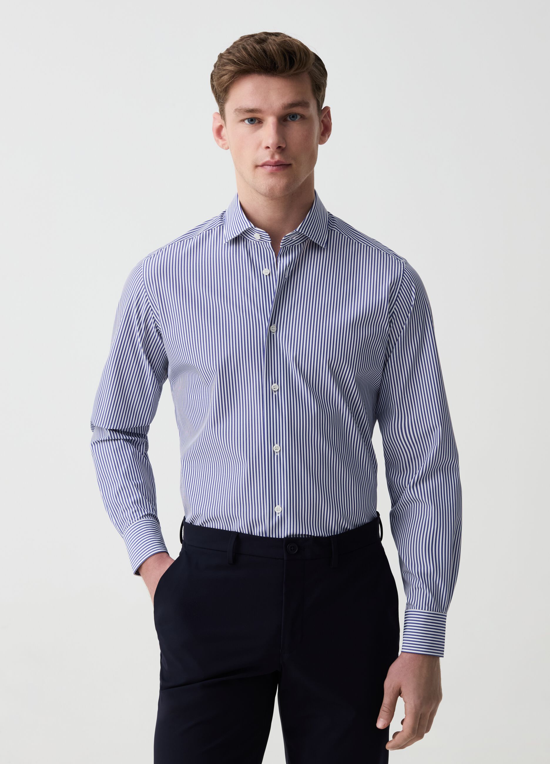 Ovs Camicia slim fit stretch a righe OVS Tech
