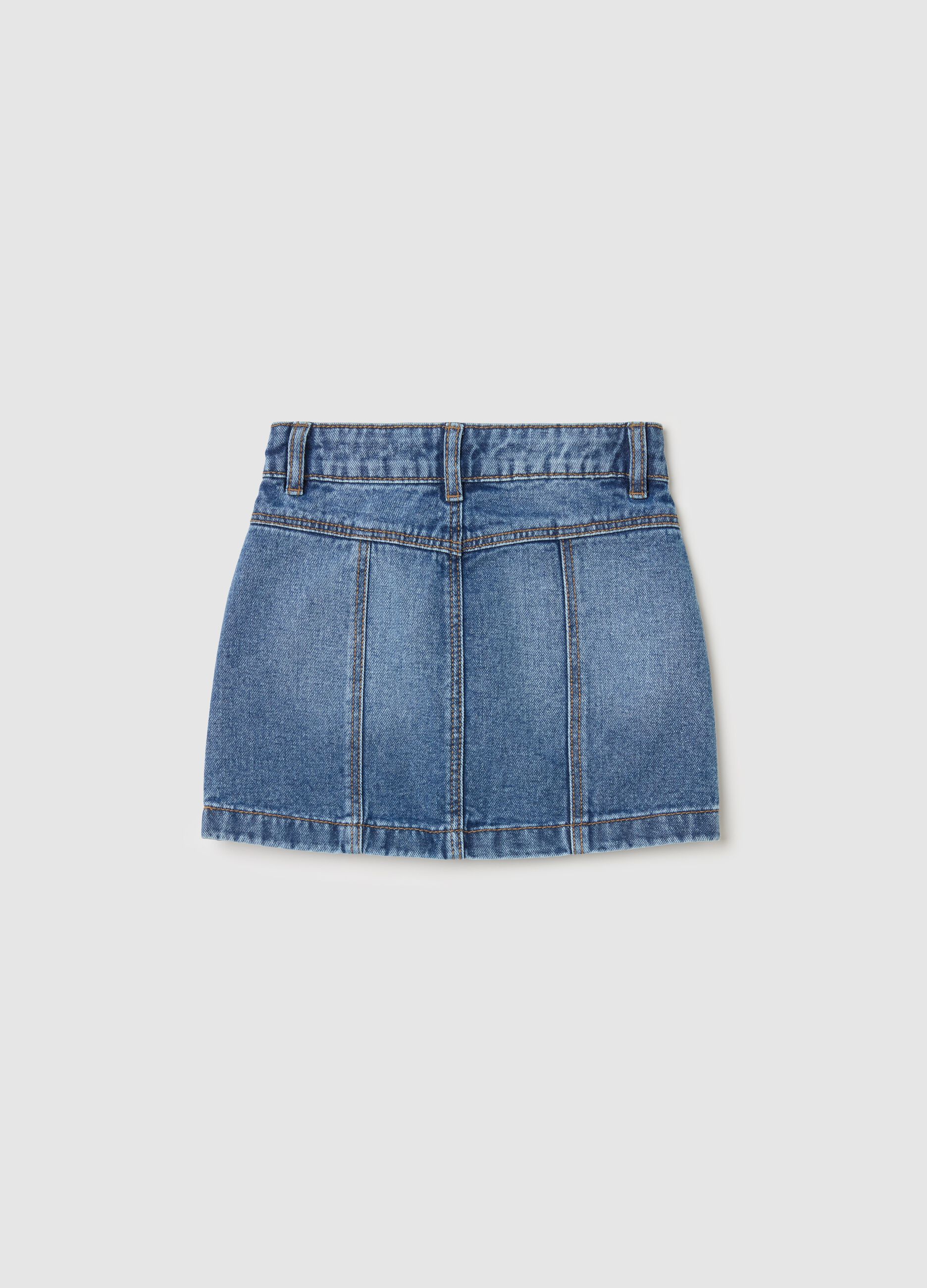 Denim miniskirt with pockets