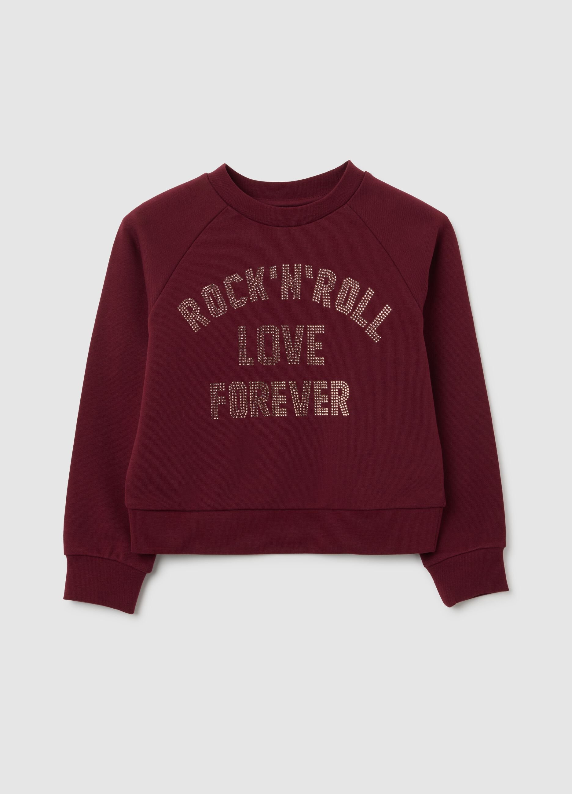 Felpa da bambina in puro cotone rossa regular fit