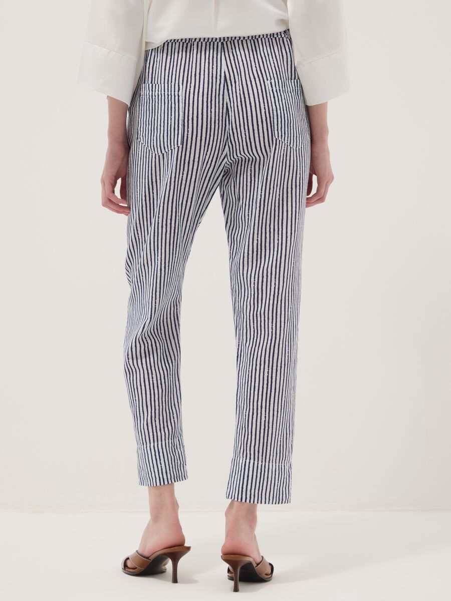 Blue striped pure cotton regular-fit trousers_2