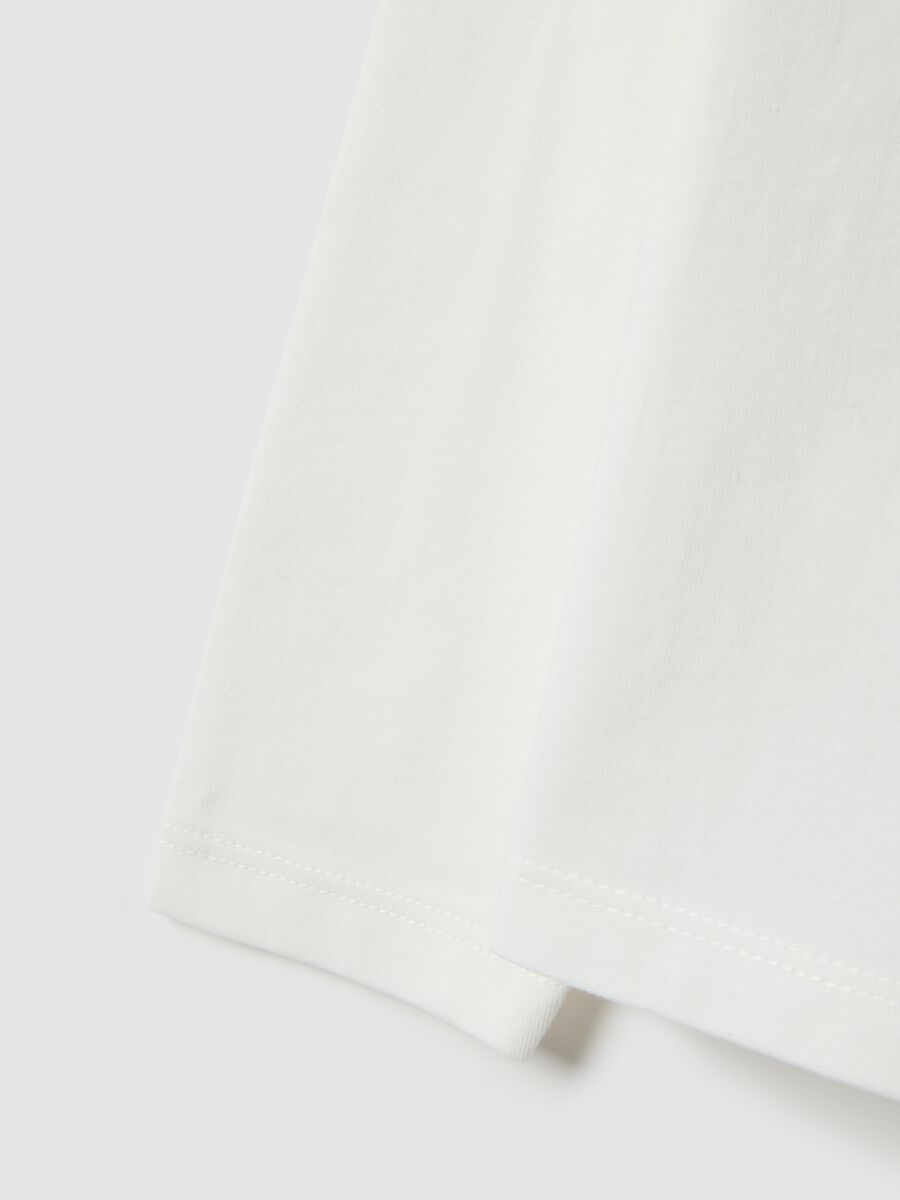 Girls' white stretchy cotton T-shirt regular fit with print_3