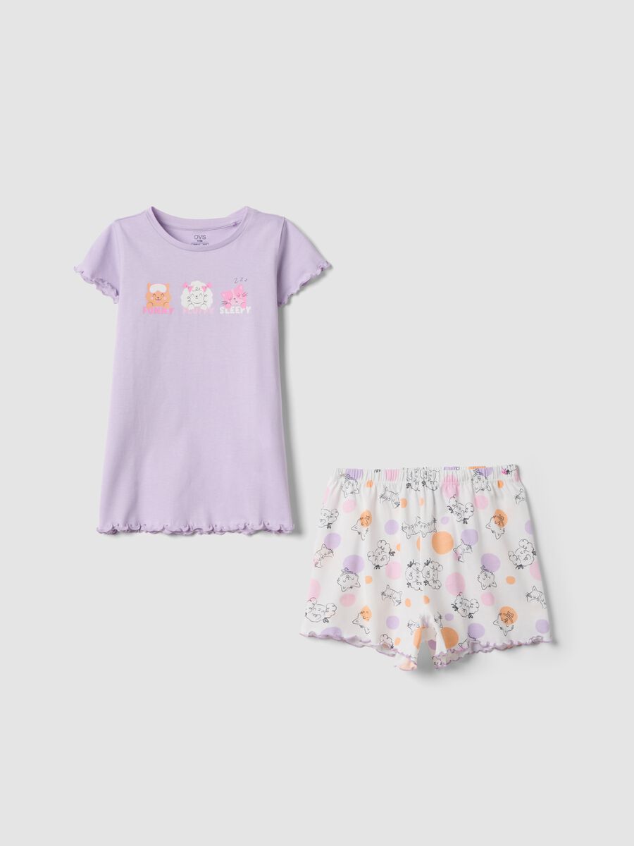 Girls&rsquo; multicolour organic cotton pyjamas with printed design_0