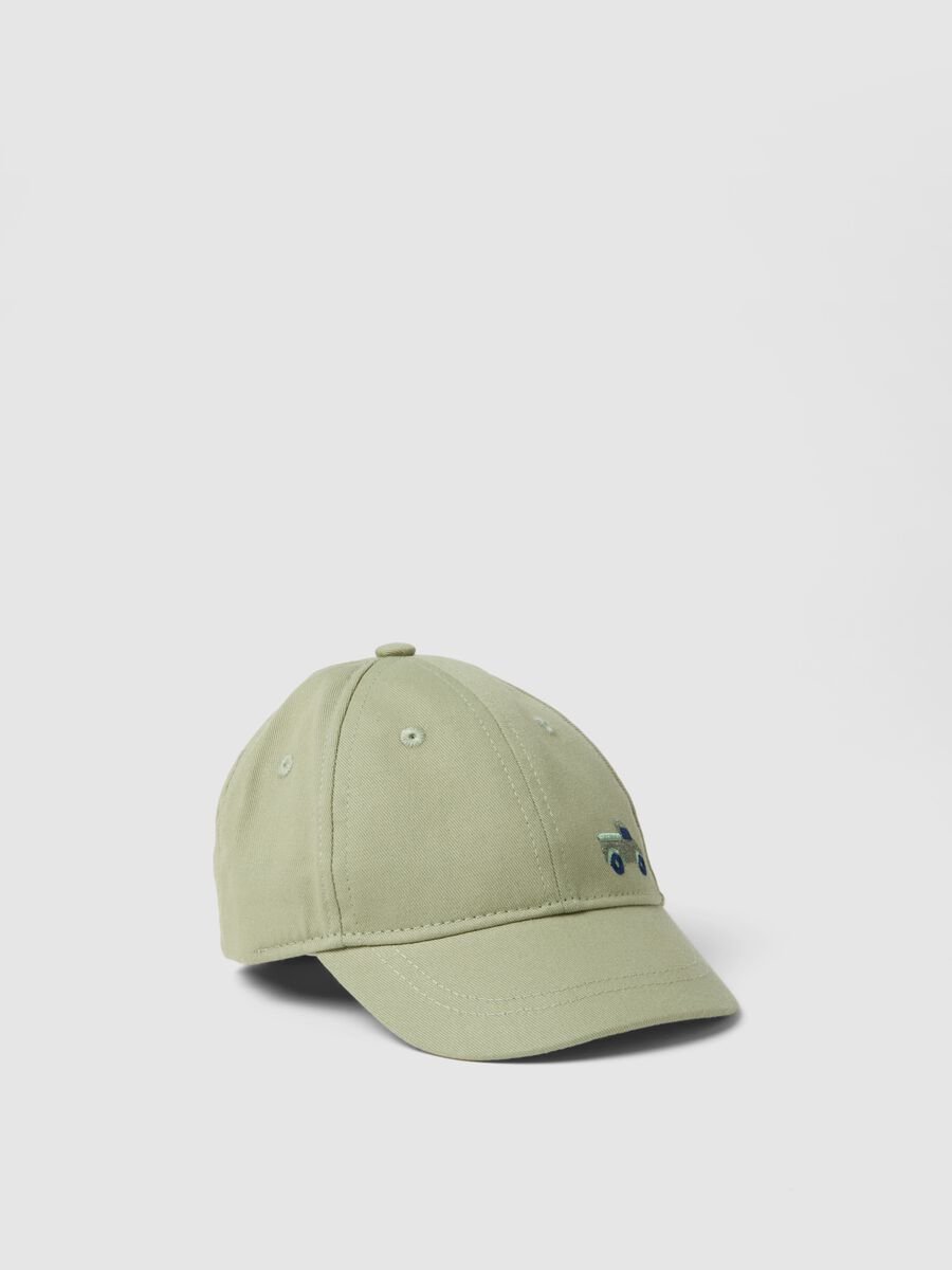 Green pure cotton baseball cap for children with embroidery_0
