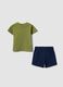 Completo blu e verde in puro cotone per bimbo regular fit_1