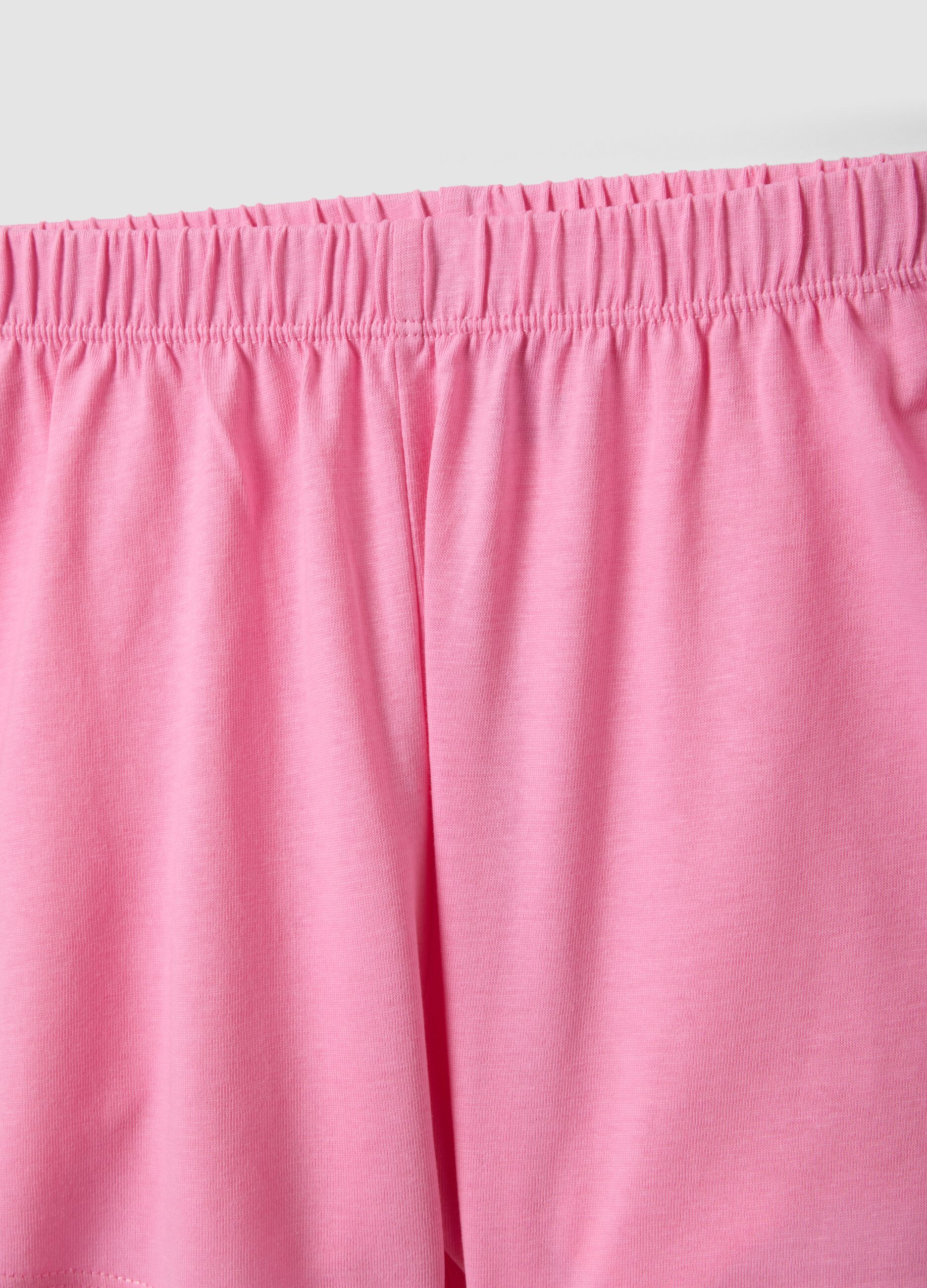 Pink short pyjamas in pure organic cotton for girls with prints
