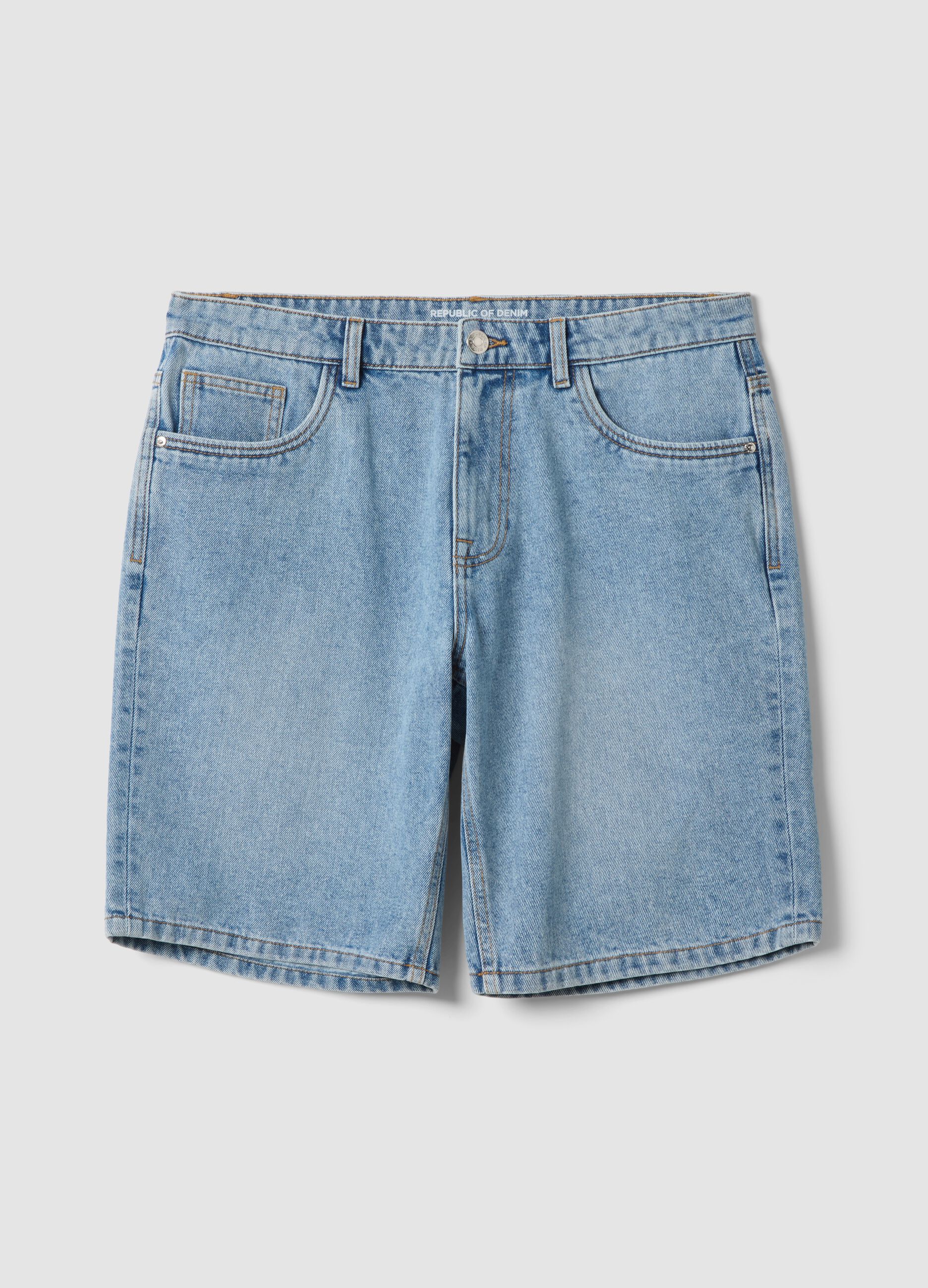 Blue denim Bermuda shorts in cotton blend, regular fit