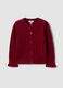 Cardigan rosso in puro cotone a maglia traforata per bimba_0