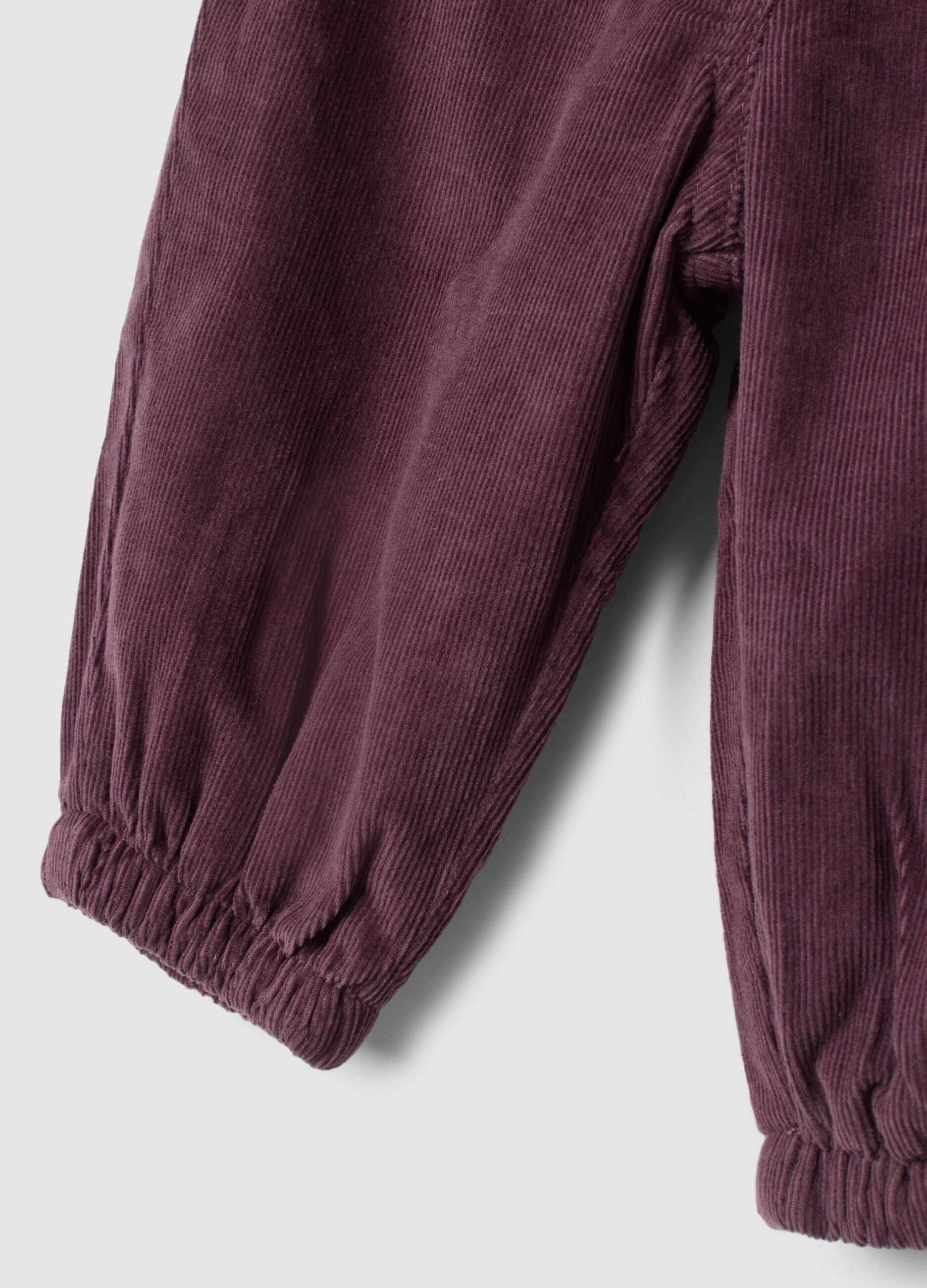 Purple pure cotton trousers with floral embroidery