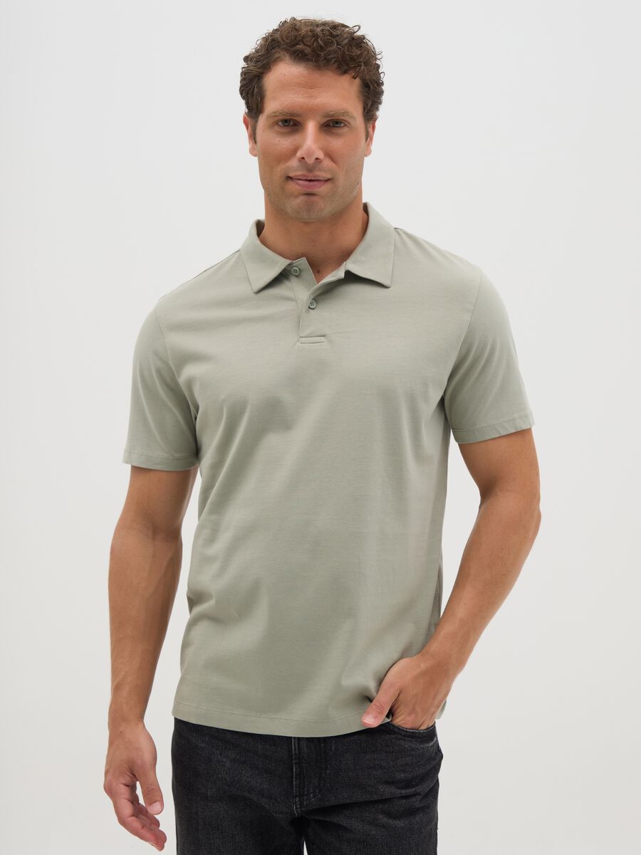 Polo da uomo in puro cotone verde regular fit_0