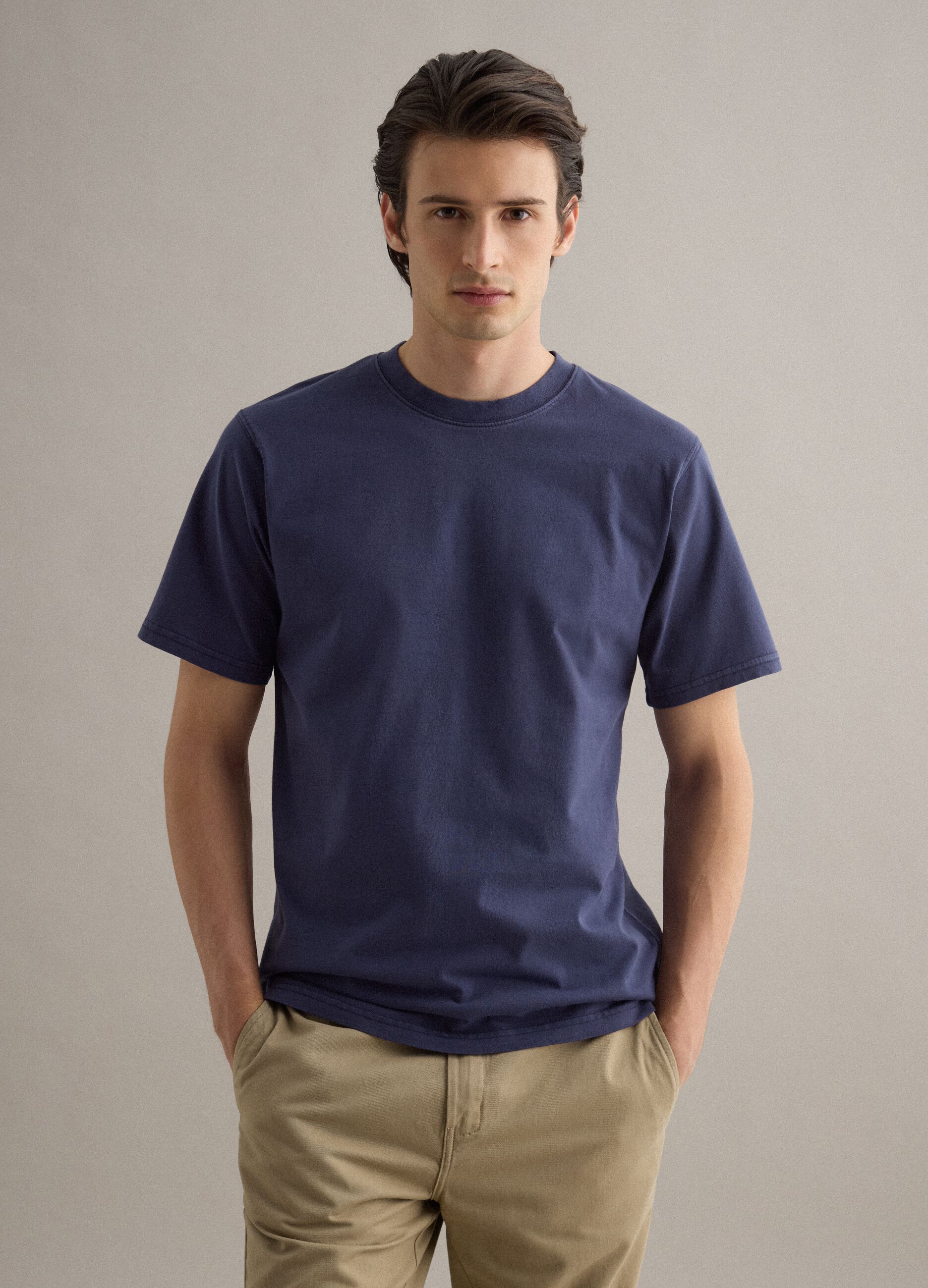Blue pure cotton relaxed fit T-shirt