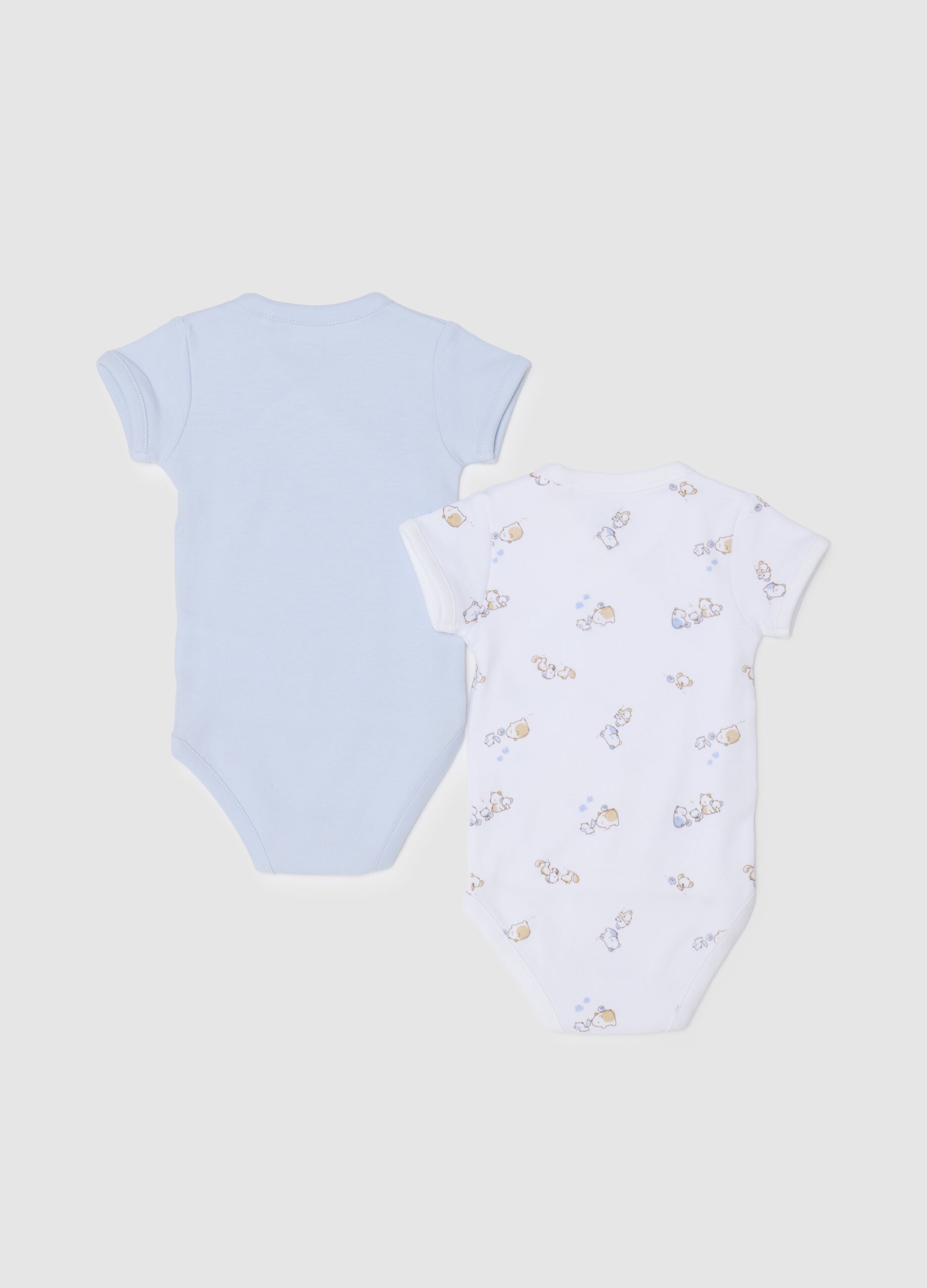 Two-pack multicolour newborn bodysuit in pure cotton