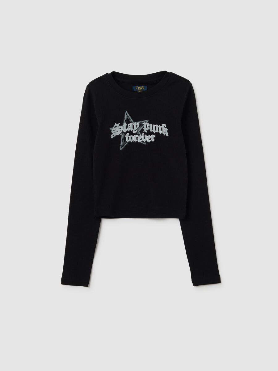 Girls' black stretch cotton regular fit top_0