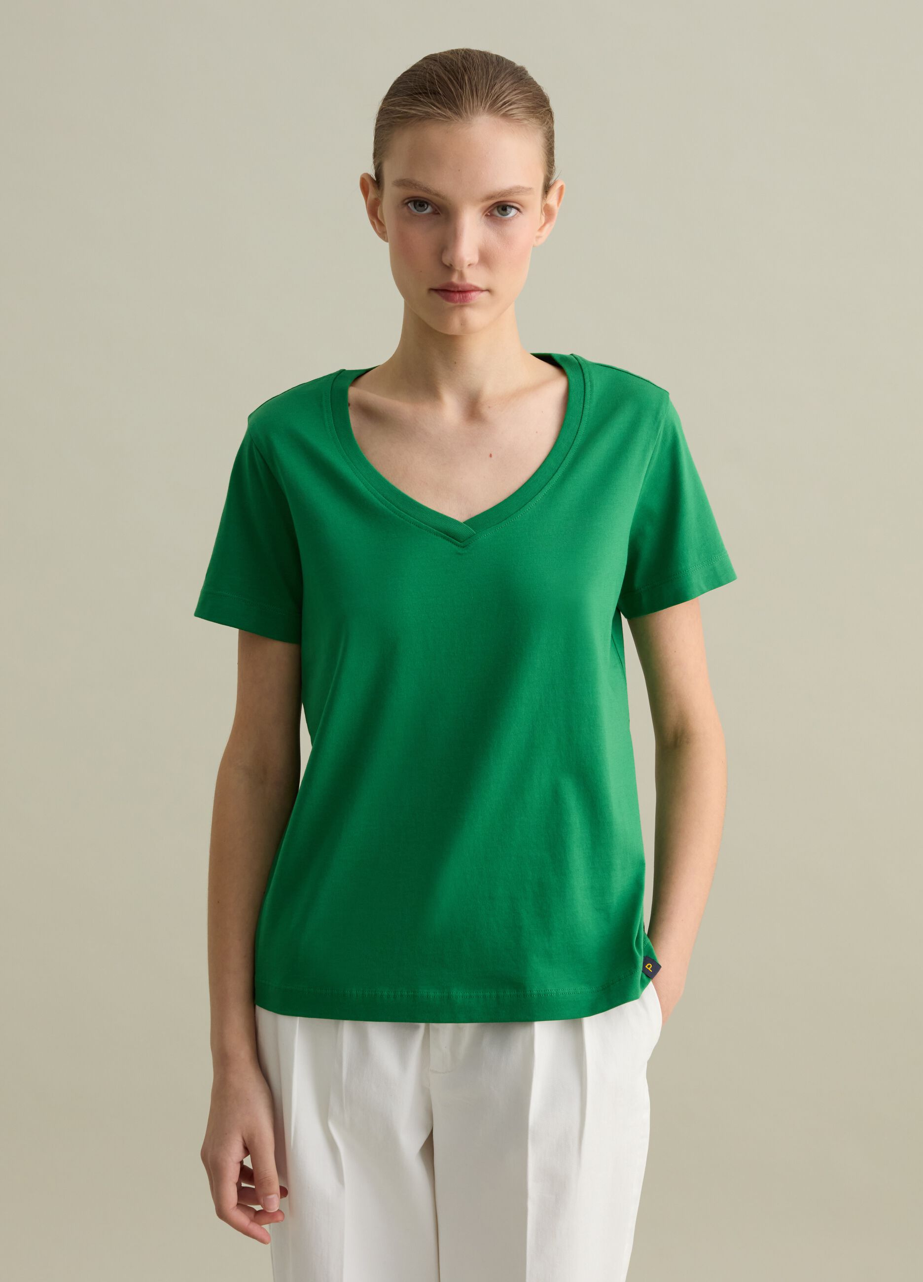 Cotton V-neck T-shirt