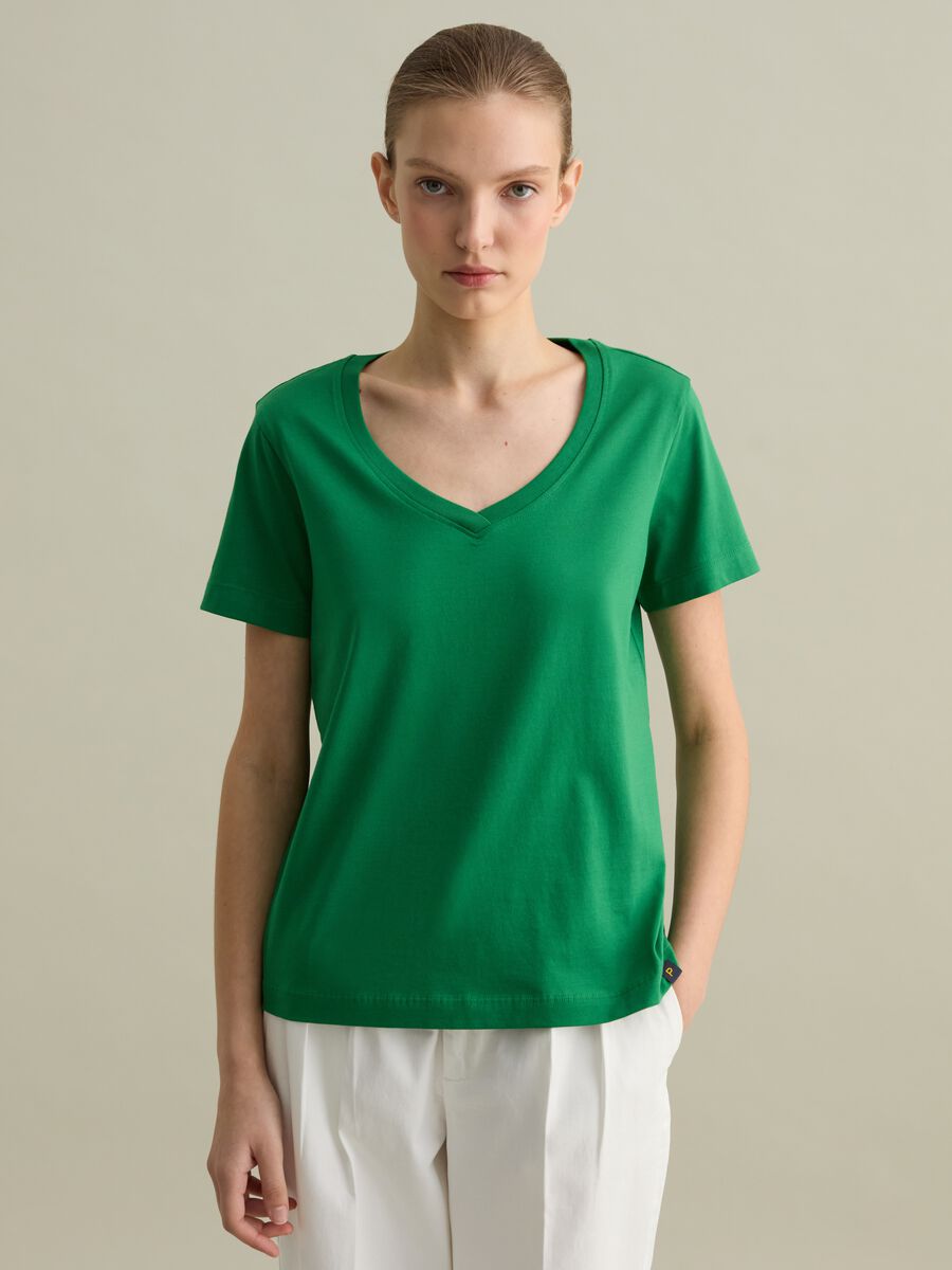 Cotton V-neck T-shirt_0