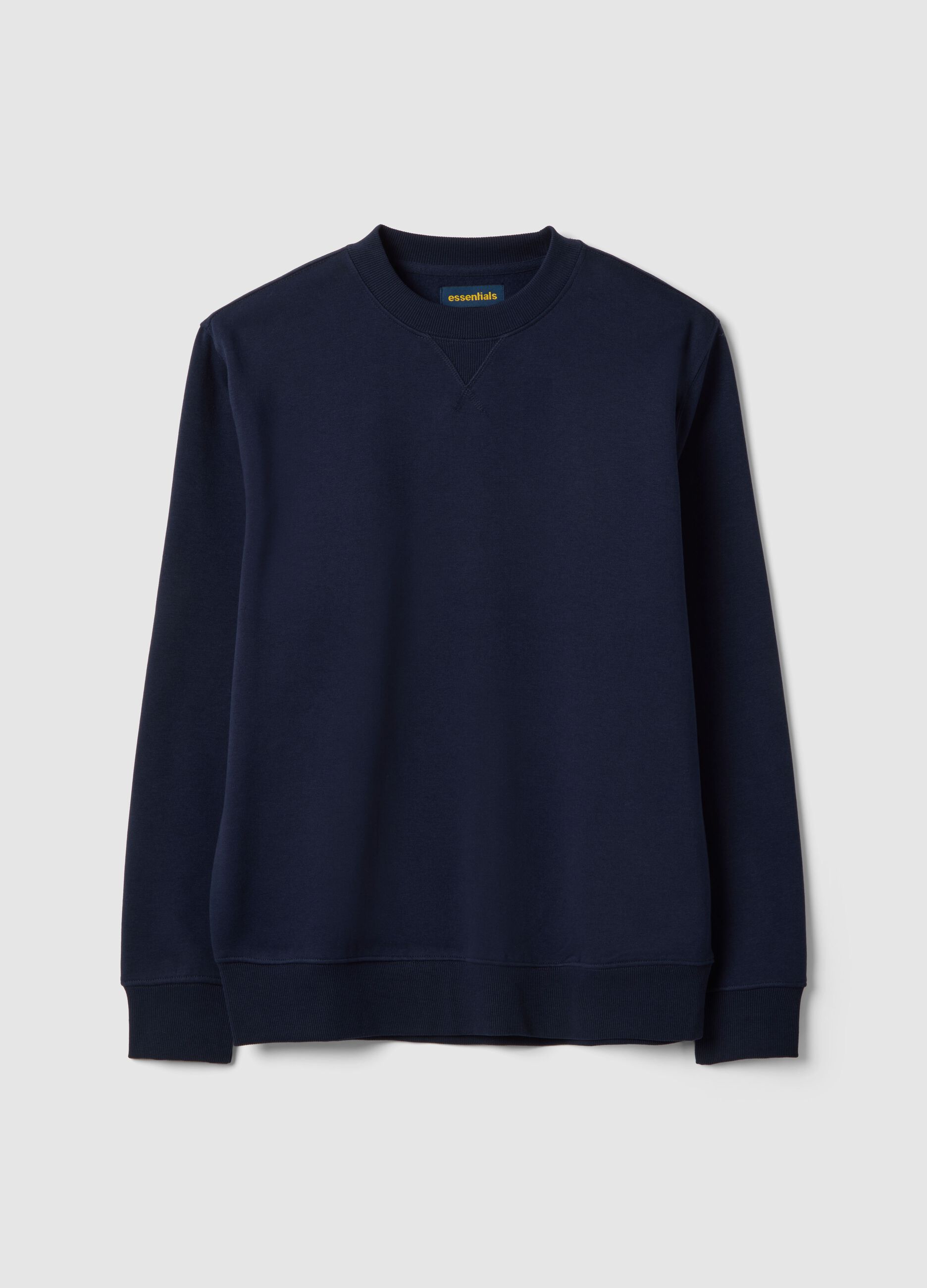 Felpa girocollo in misto cotone blu regular fit