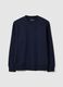 Felpa girocollo in misto cotone blu regular fit_0