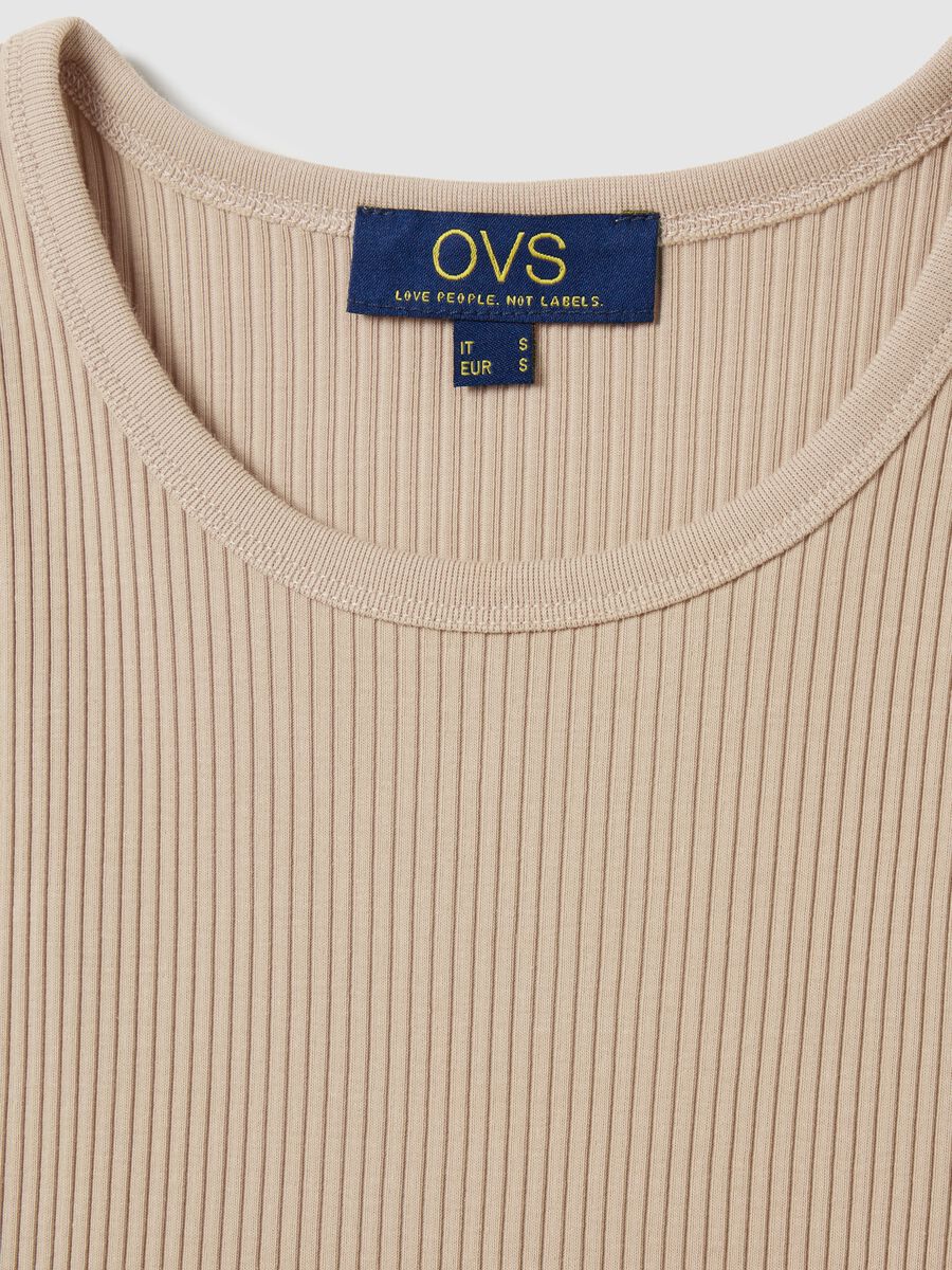 Beige Stretch Cotton Vest_5