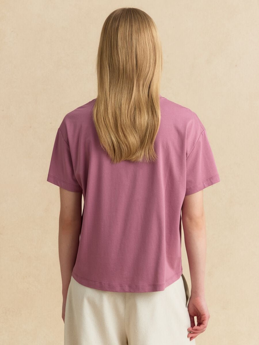 Pink short-sleeve T-shirt in lyocell and cotton blend_3