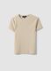 Beige fitted short-sleeve stretch cotton T-shirt_4