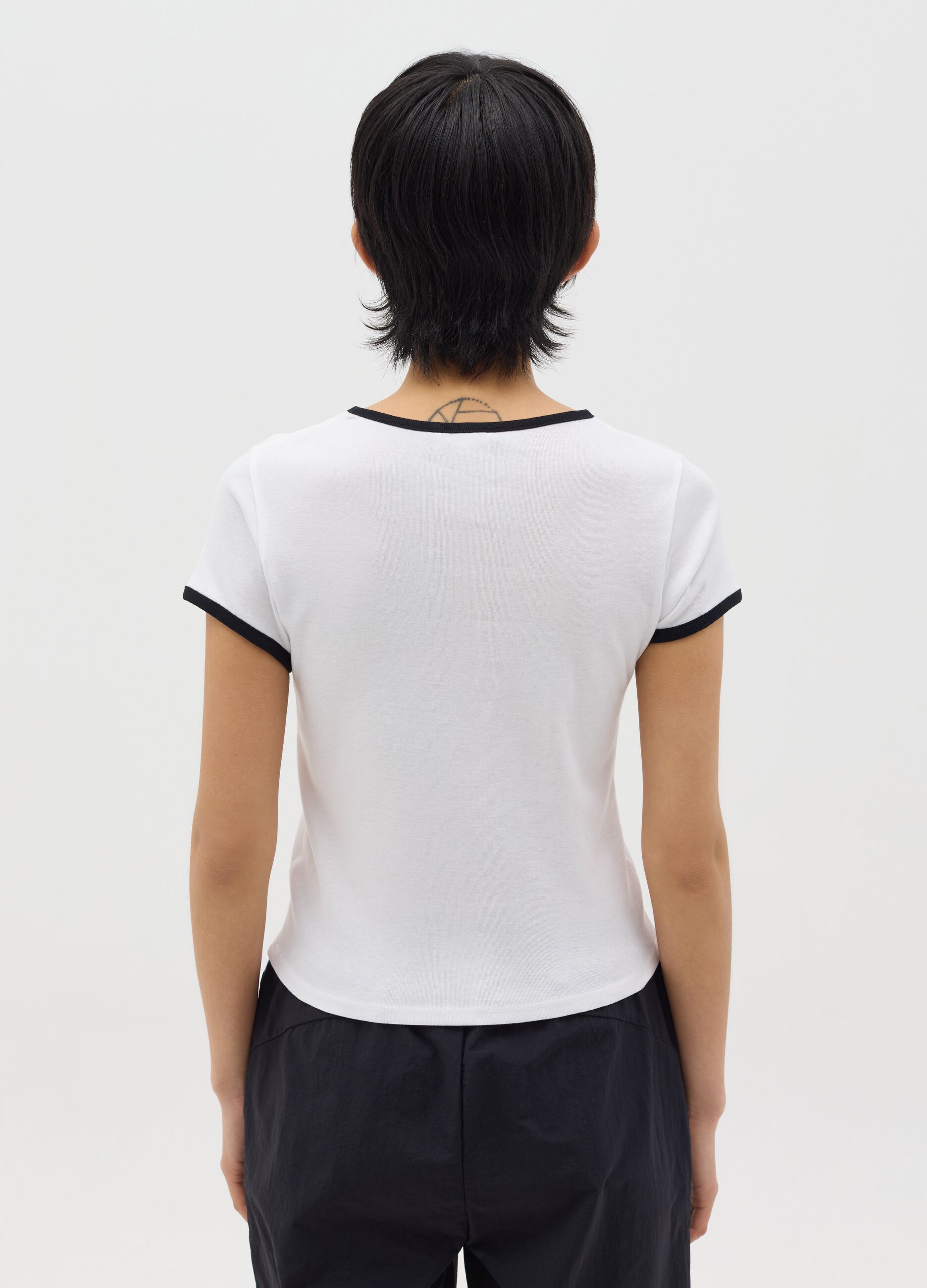 White slim-fit T-shirt in cotton