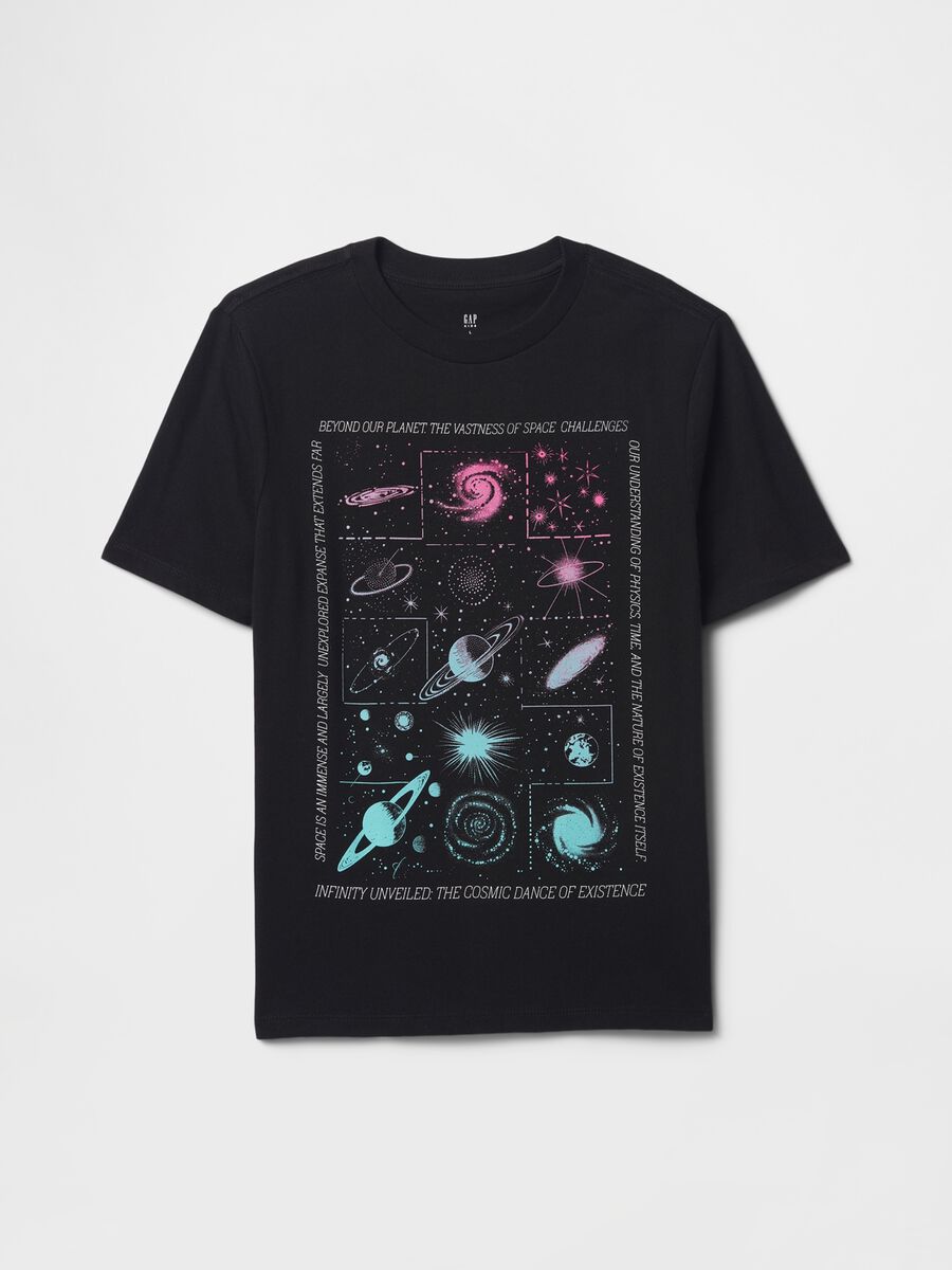 Black T-shirt with Space Print_0