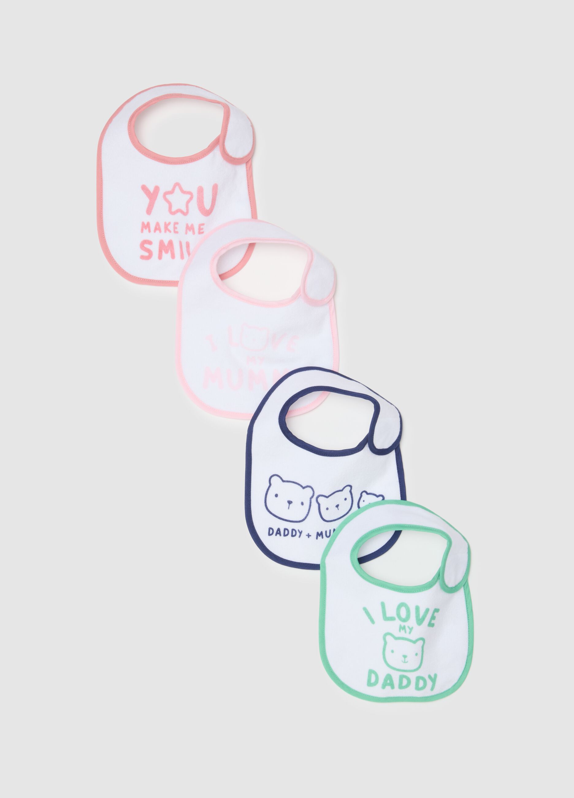 Multipack baby bibs set in multicolour cotton blend