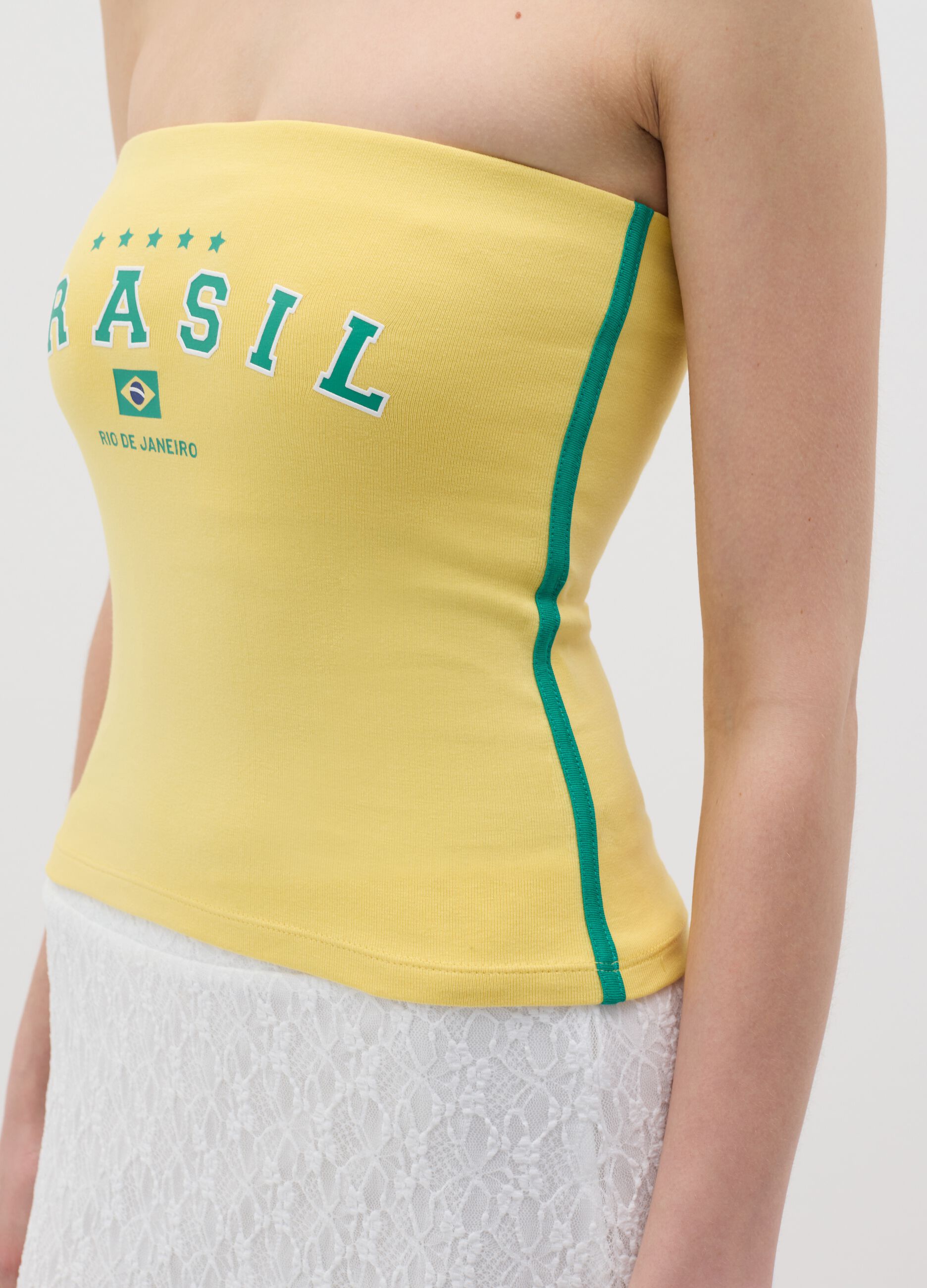 Canotta da donna in cotone elasticizzato gialla fitted