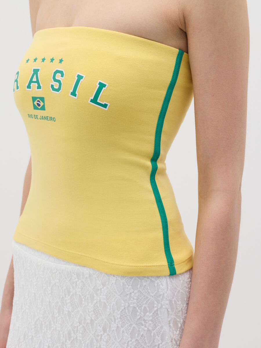 Women’s yellow fitted vest top in stretch cotton_3