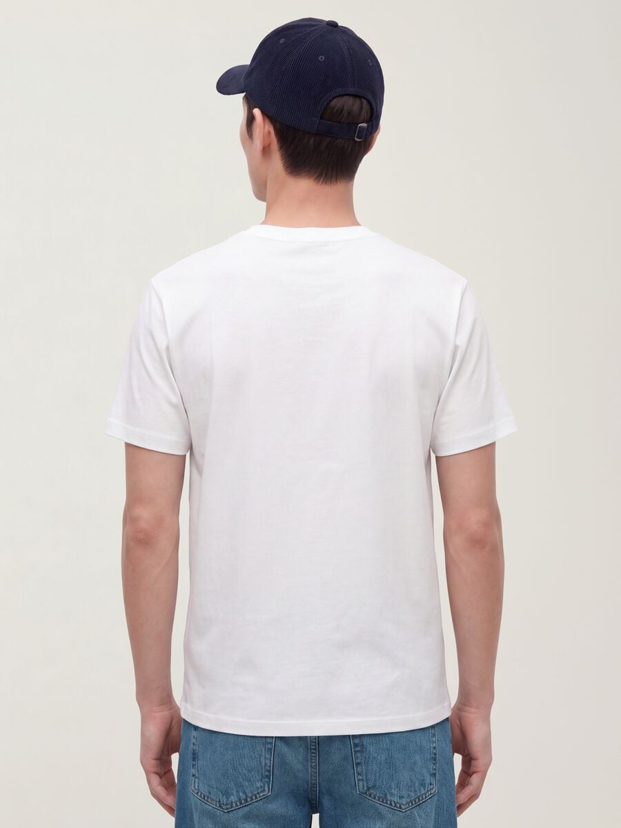 T-shirt bianca in puro cotone mercerizzato a girocollo regular fit_2