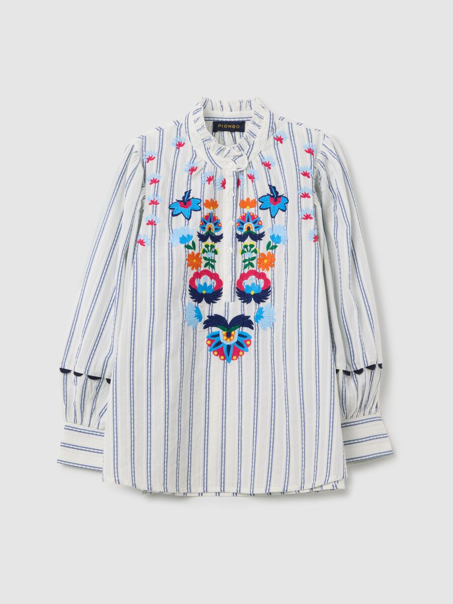 Striped Blouse with Floral Embroidery Lead_4