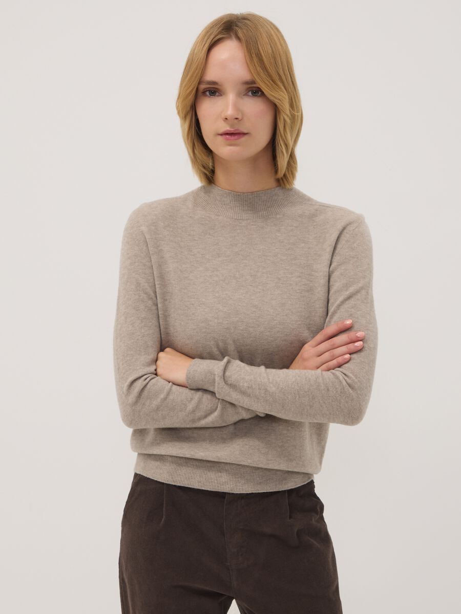 Beige viscose and wool-blend jumper_1