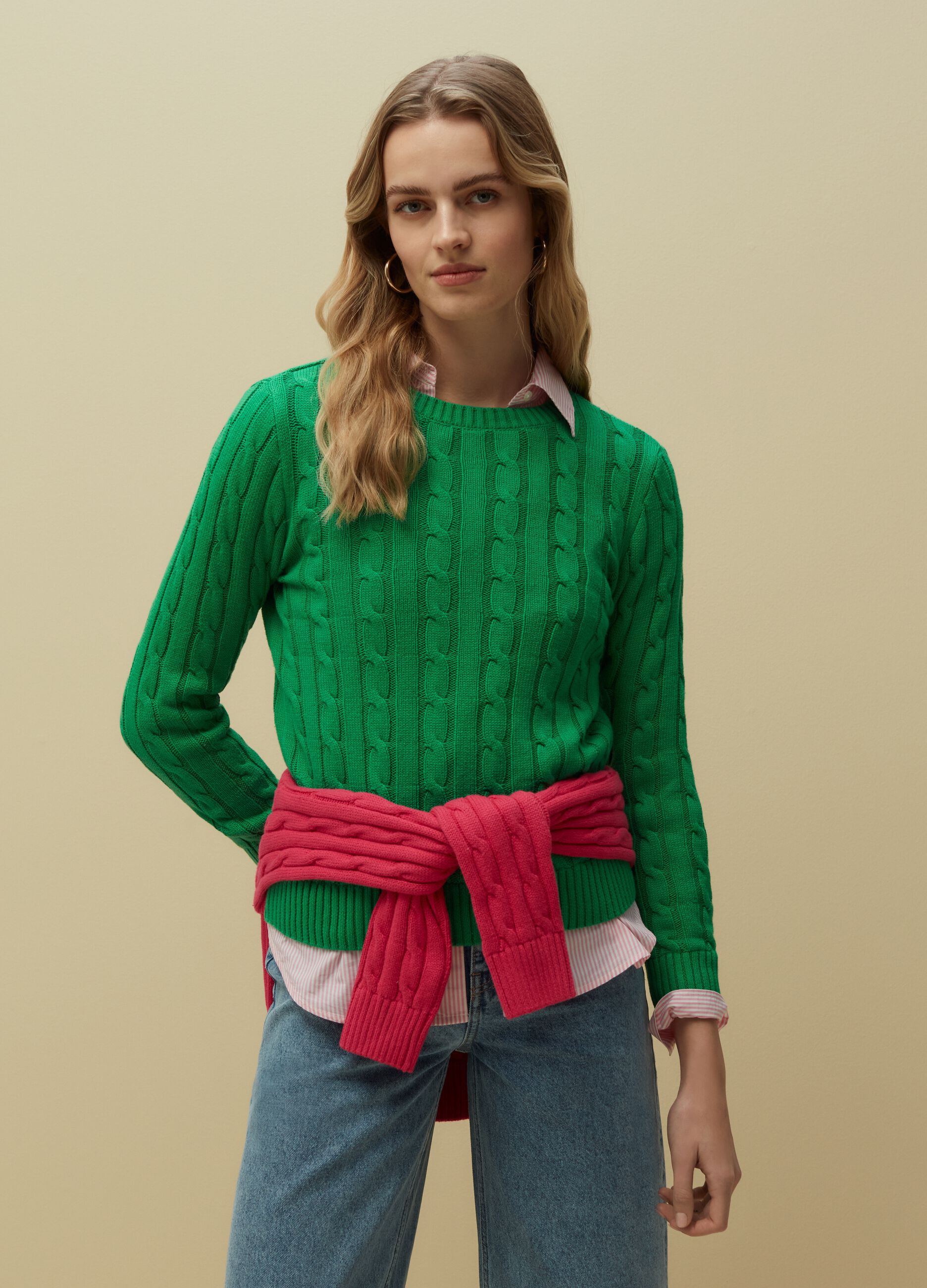 Ovs Pullover in cotone con lavorazione a treccia