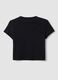 Black pure cotton crop T-shirt with crew neck and print_5