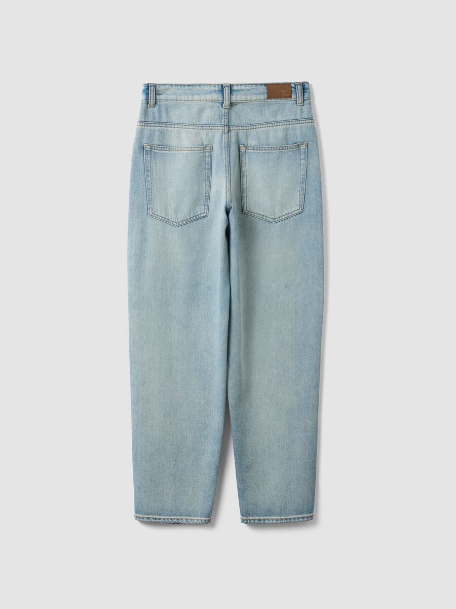 Jeans baggy in puro cotone denim azzurri da ragazzo_1